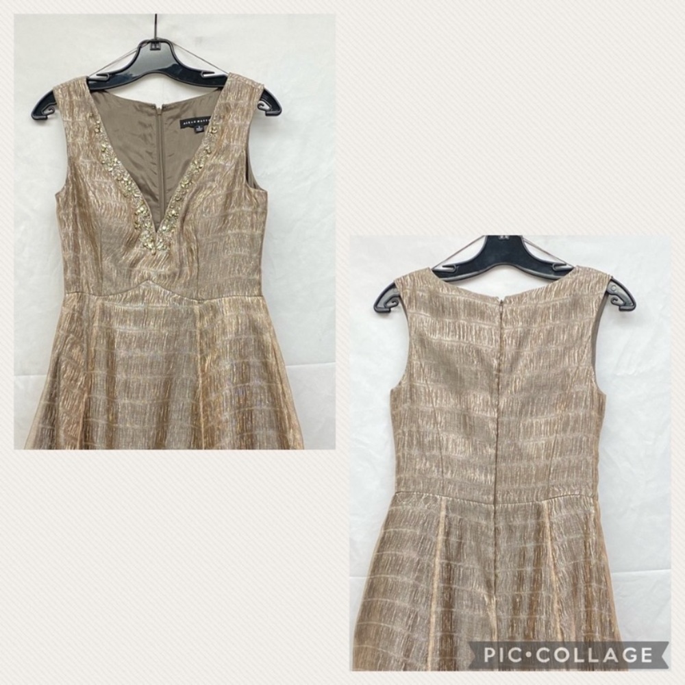Aidan Mattox V-Neckline organza fit and flare sleeveless gown - Picture 4 of 6